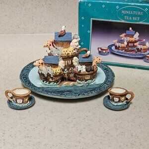 Vintage 90s Miniature Resin Tea Set - Noah's Ark Miniature
